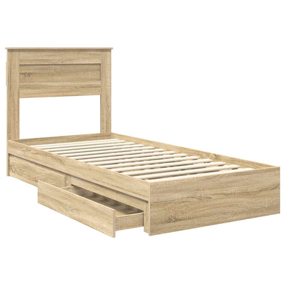Letto con Contenitore con testiera Rovere Sonoma 100 x 200 cm | homemem39