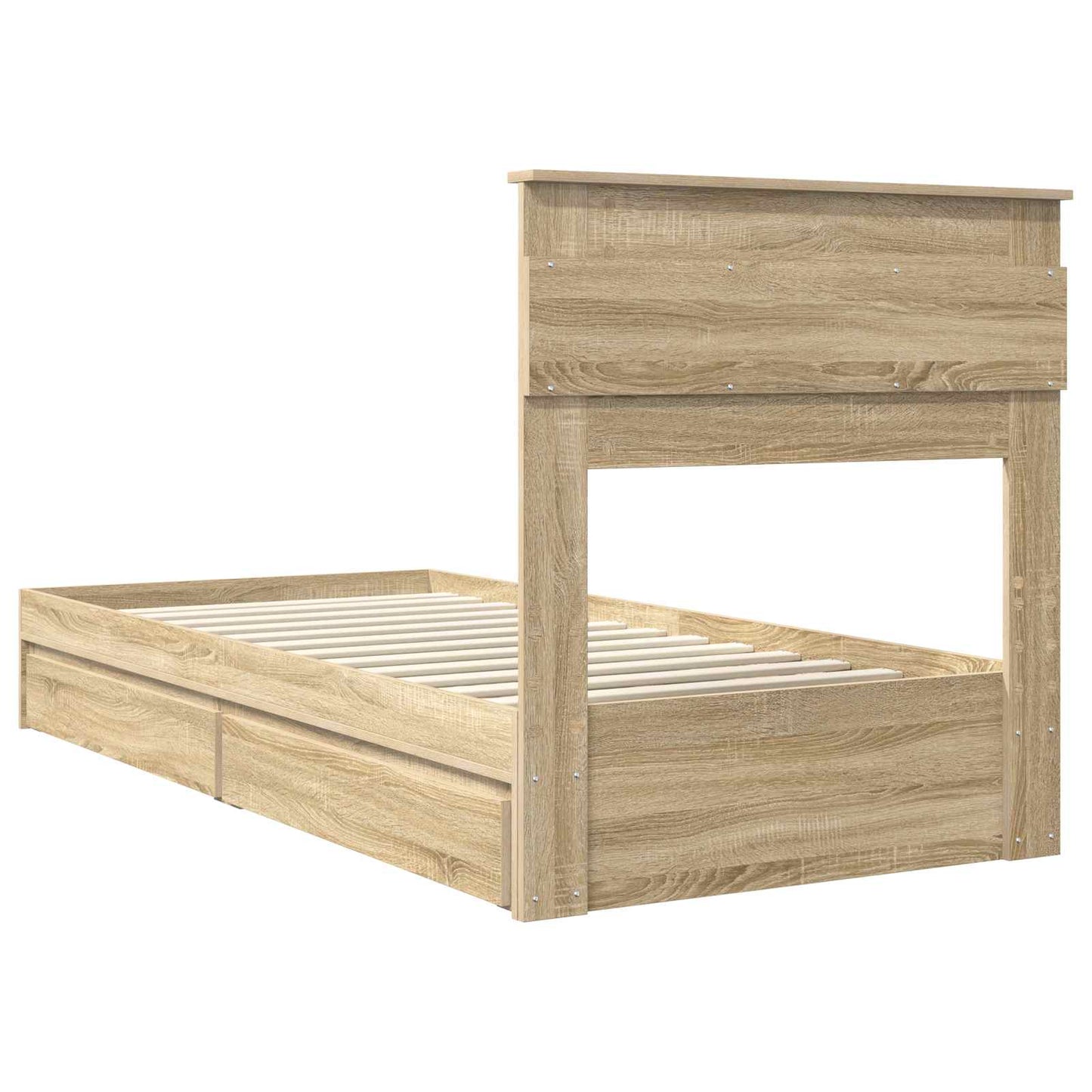 Letto con Contenitore con testiera Rovere Sonoma 100 x 200 cm | homemem39