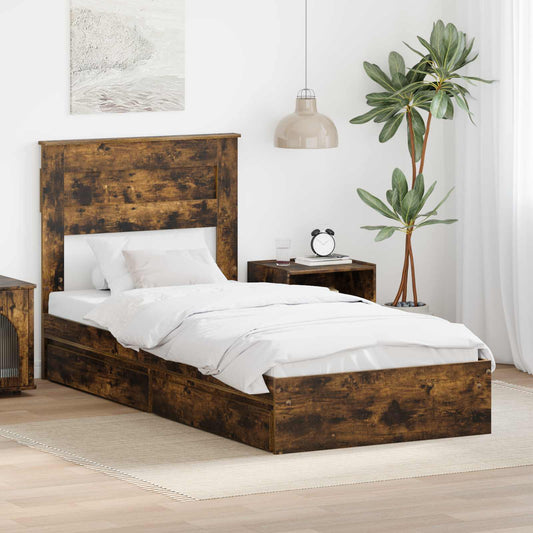 Letto con Contenitore con testiera Rovere fumé 100 x 200 cm | homemem39