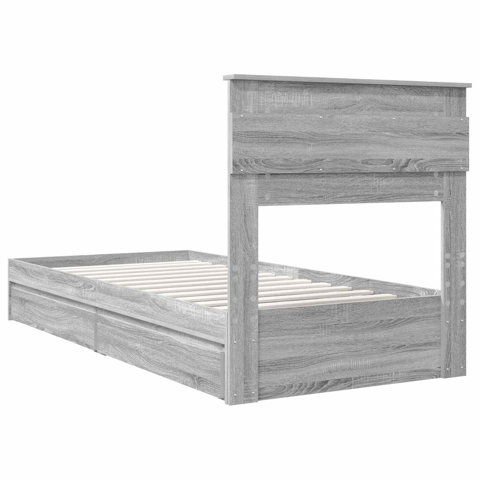 Letto con Contenitore con testiera Grigio Sonoma 100 x 200 cm | homemem39