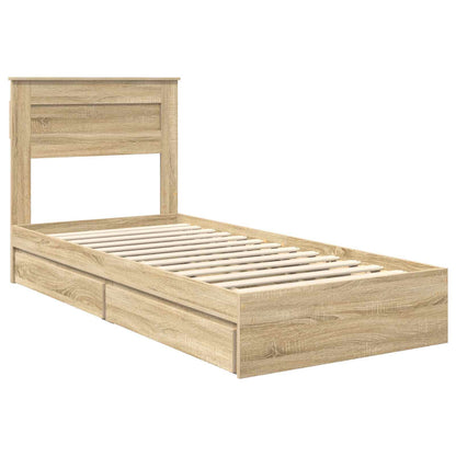 Letto con Contenitore con testiera Rovere Sonoma 90 x 190 cm | homemem39