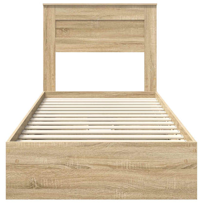 Letto con Contenitore con testiera Rovere Sonoma 90 x 190 cm | homemem39