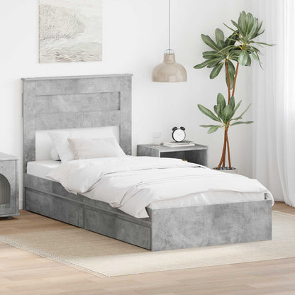 Letto con Contenitore con testiera Grigio cemento 90 x 190 cm | homemem39