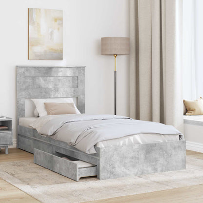 Letto con Contenitore con testiera Grigio cemento 90 x 190 cm | homemem39