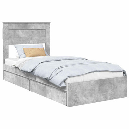Letto con Contenitore con testiera Grigio cemento 90 x 190 cm | homemem39