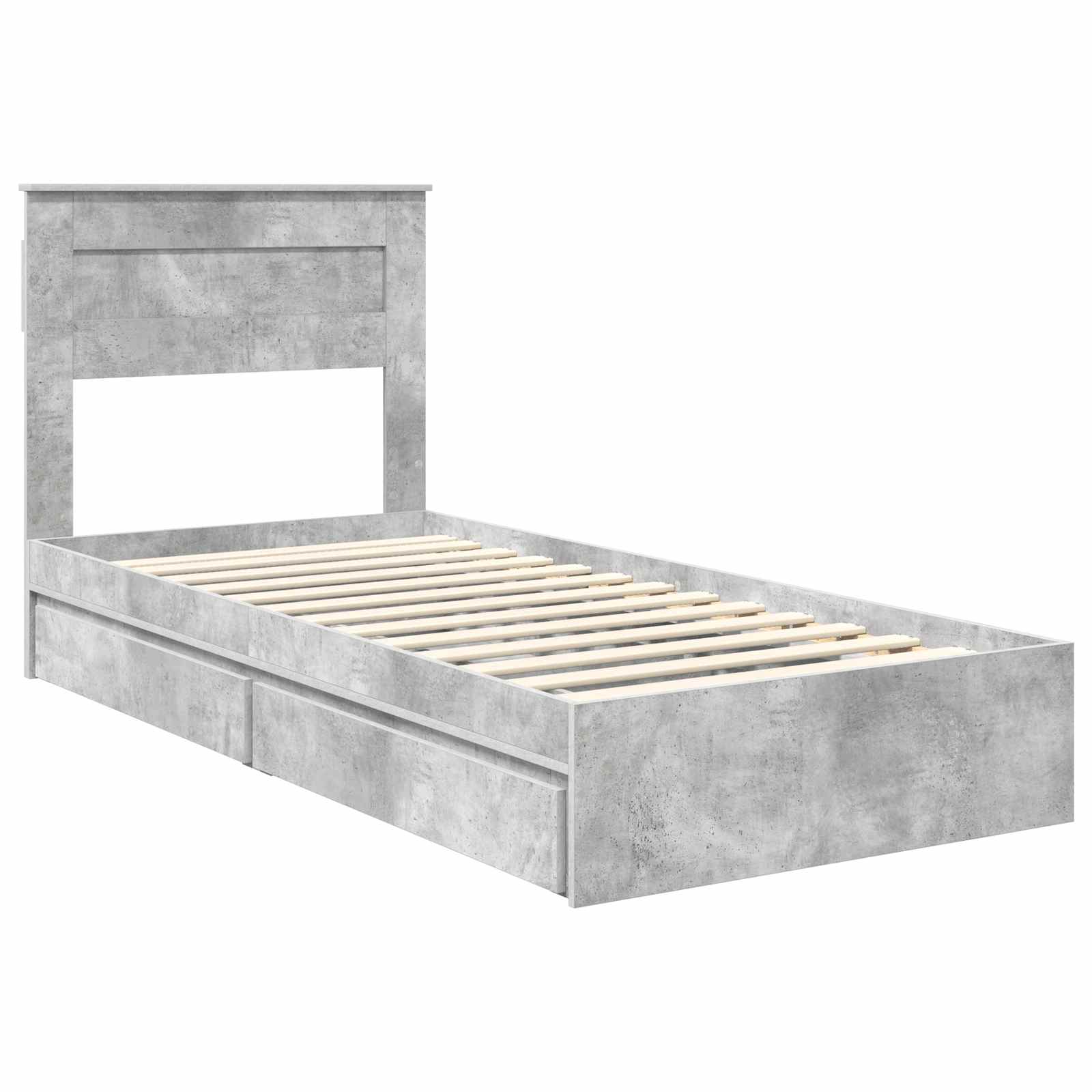 Letto con Contenitore con testiera Grigio cemento 90 x 190 cm | homemem39