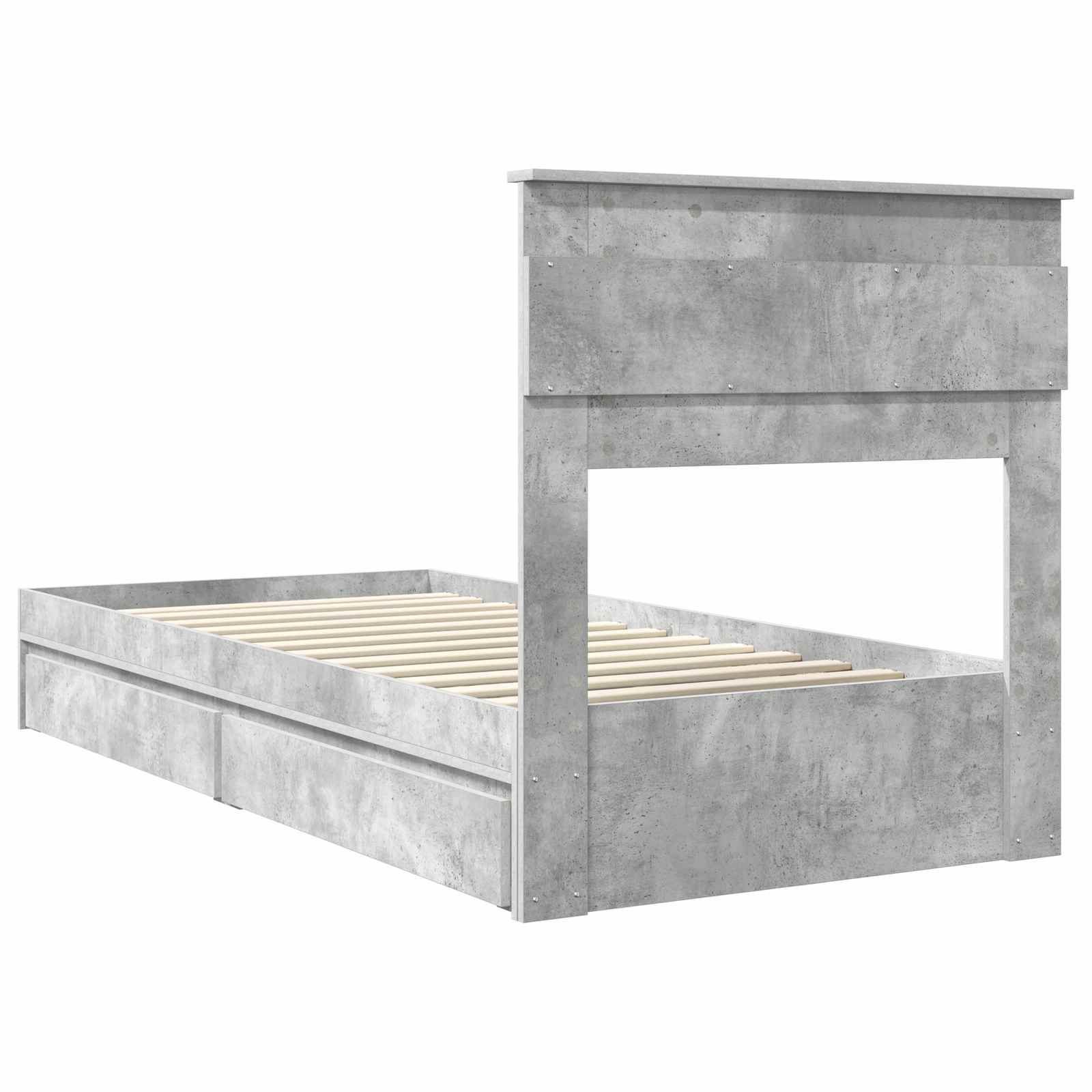 Letto con Contenitore con testiera Grigio cemento 90 x 190 cm | homemem39