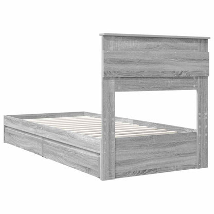 Letto con Contenitore con testiera Grigio Sonoma 90 x 190 cm | homemem39