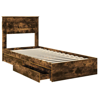 Letto con Contenitore Rovere fumé 90 x 200 cm Legno multistrato | homemem39