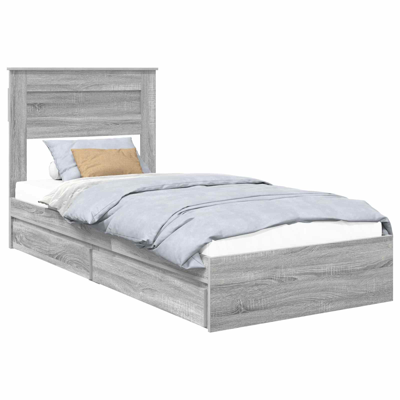 Letto con Contenitore con testiera Grigio Sonoma 90 x 200 cm | homemem39