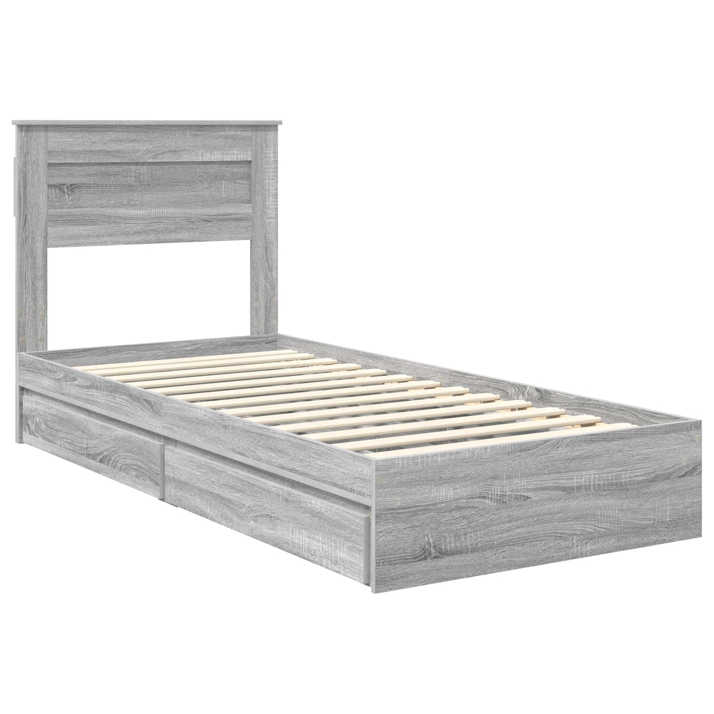 Letto con Contenitore con testiera Grigio Sonoma 90 x 200 cm | homemem39