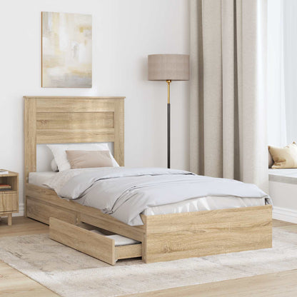 Letto con Contenitore con testiera Rovere Sonoma 75 x 190 cm | homemem39
