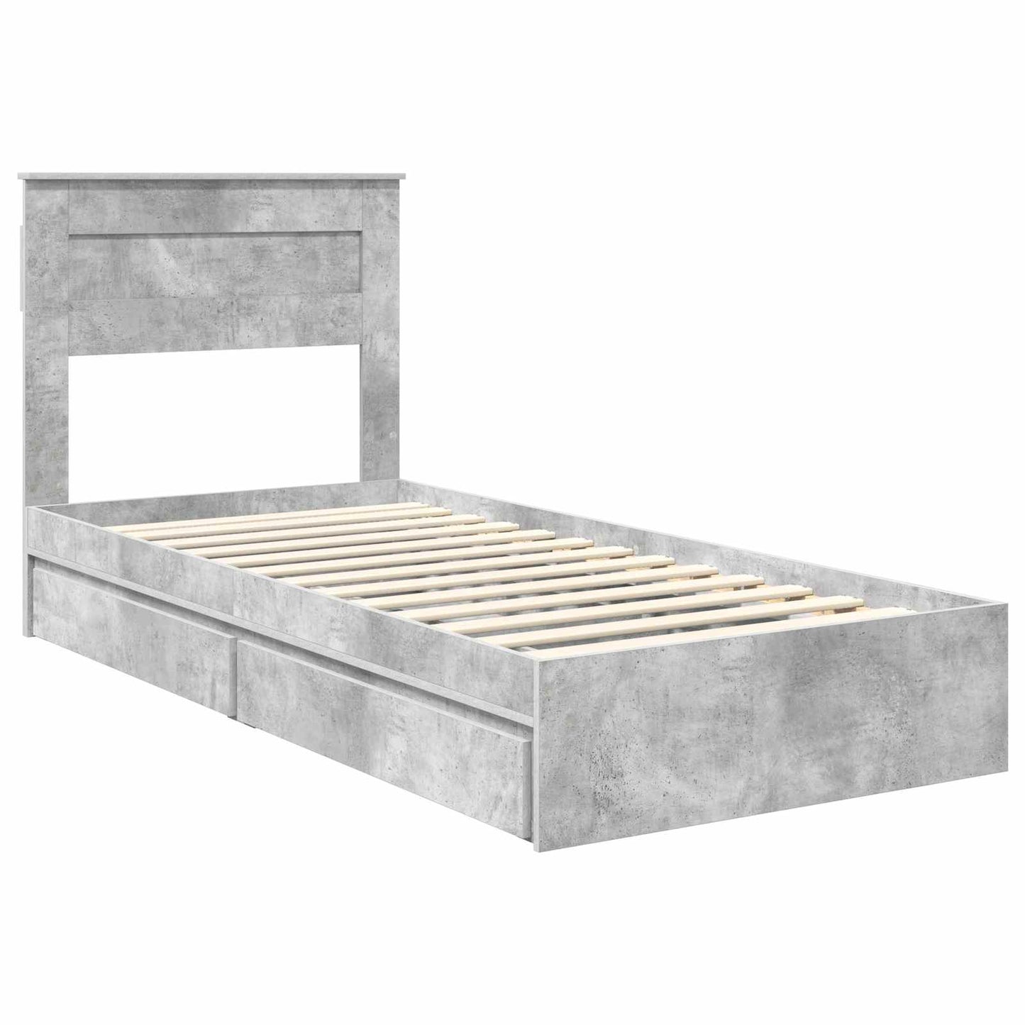 Letto con Contenitore con testiera Grigio cemento 75 x 190 cm | homemem39