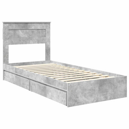 Letto con Contenitore con testiera Grigio cemento 75 x 190 cm | homemem39