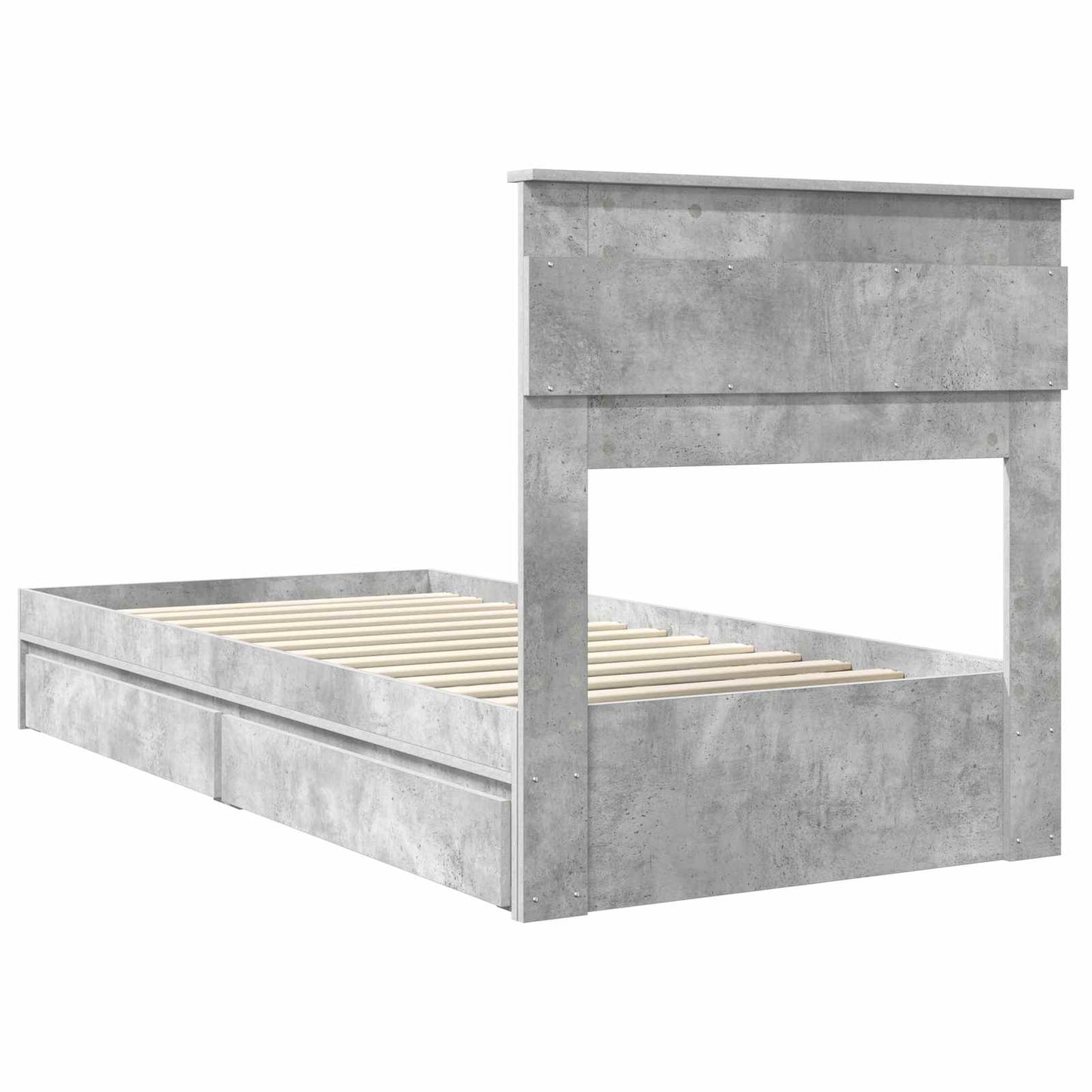 Letto con Contenitore con testiera Grigio cemento 75 x 190 cm | homemem39