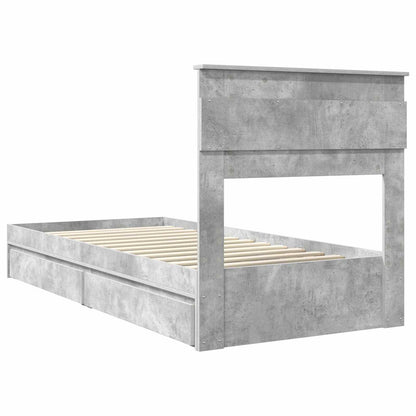 Letto con Contenitore con testiera Grigio cemento 75 x 190 cm | homemem39