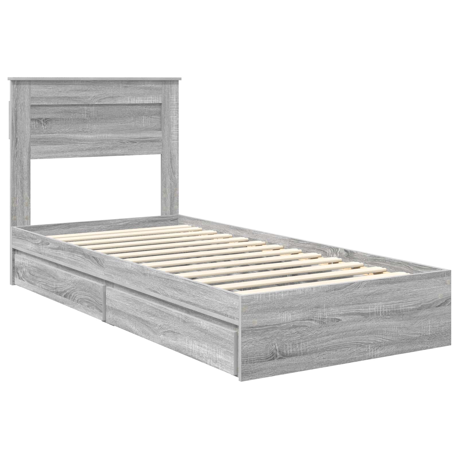 Letto con Contenitore con testiera Grigio Sonoma 75 x 190 cm | homemem39