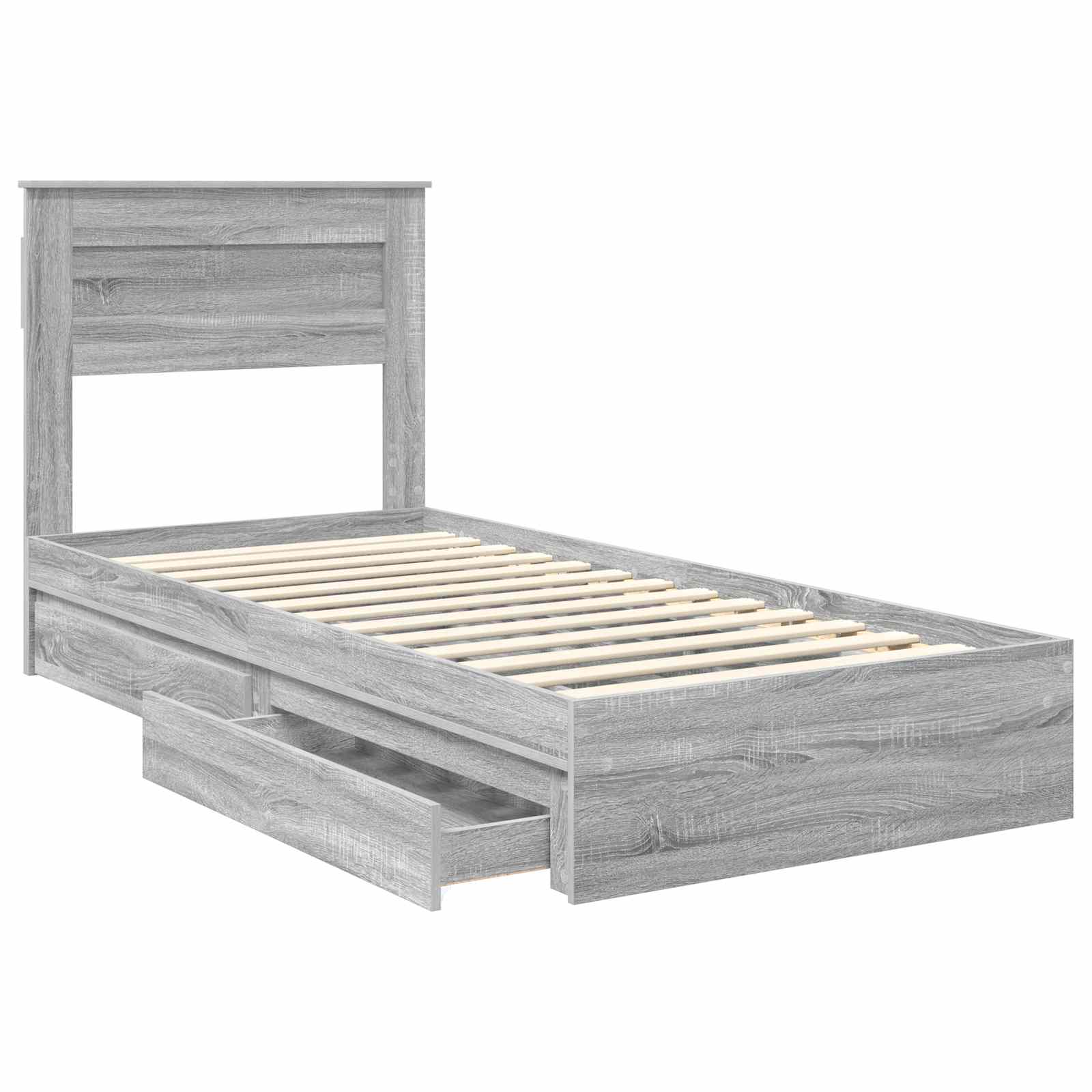 Letto con Contenitore con testiera Grigio Sonoma 75 x 190 cm | homemem39