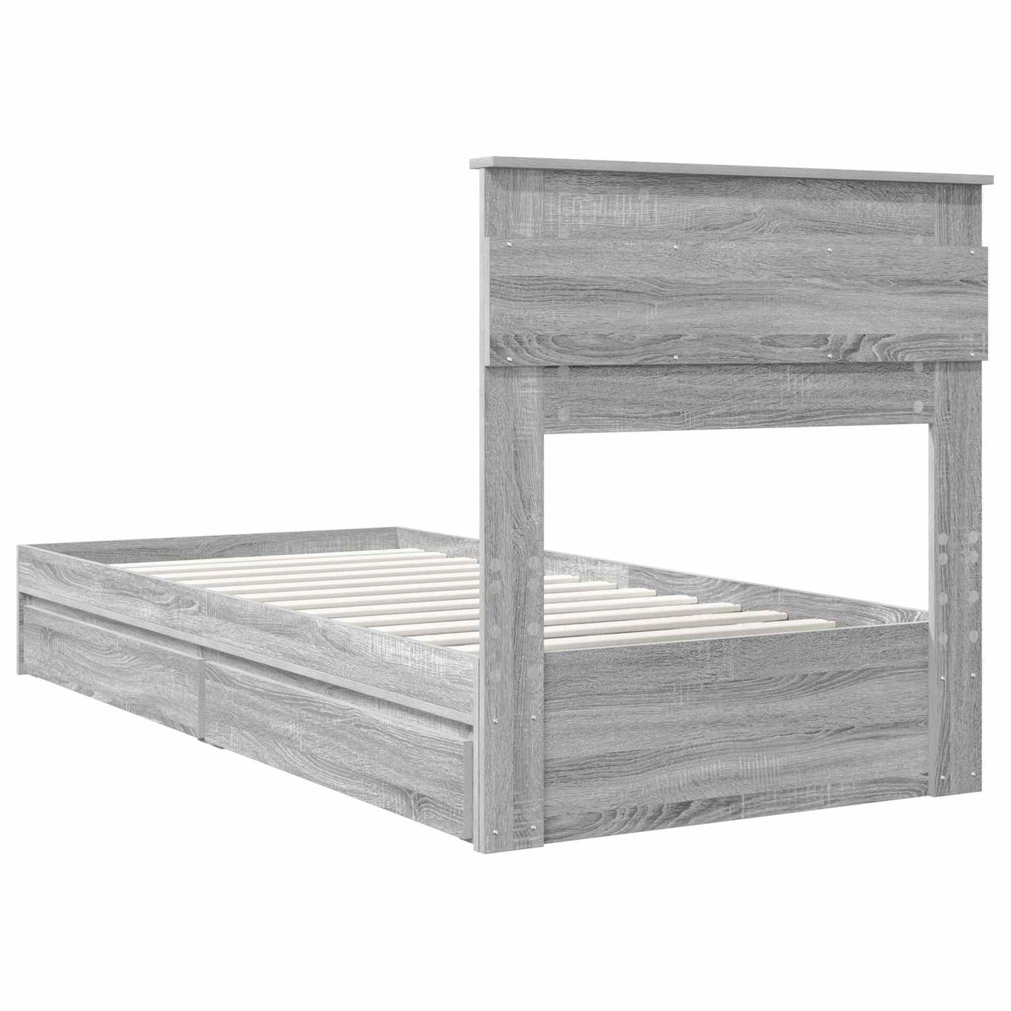 Letto con Contenitore con testiera Grigio Sonoma 75 x 190 cm | homemem39