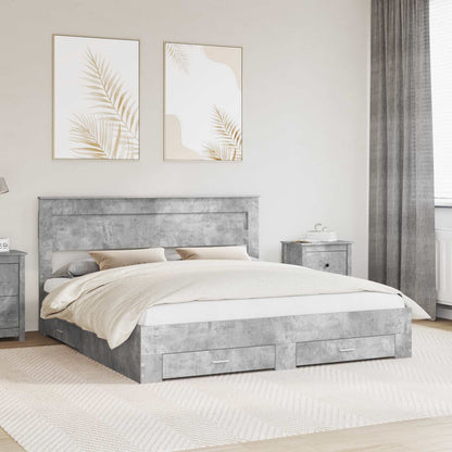 Struttura del letto con testiera Grigio cemento 200 x 200 cm | homemem39