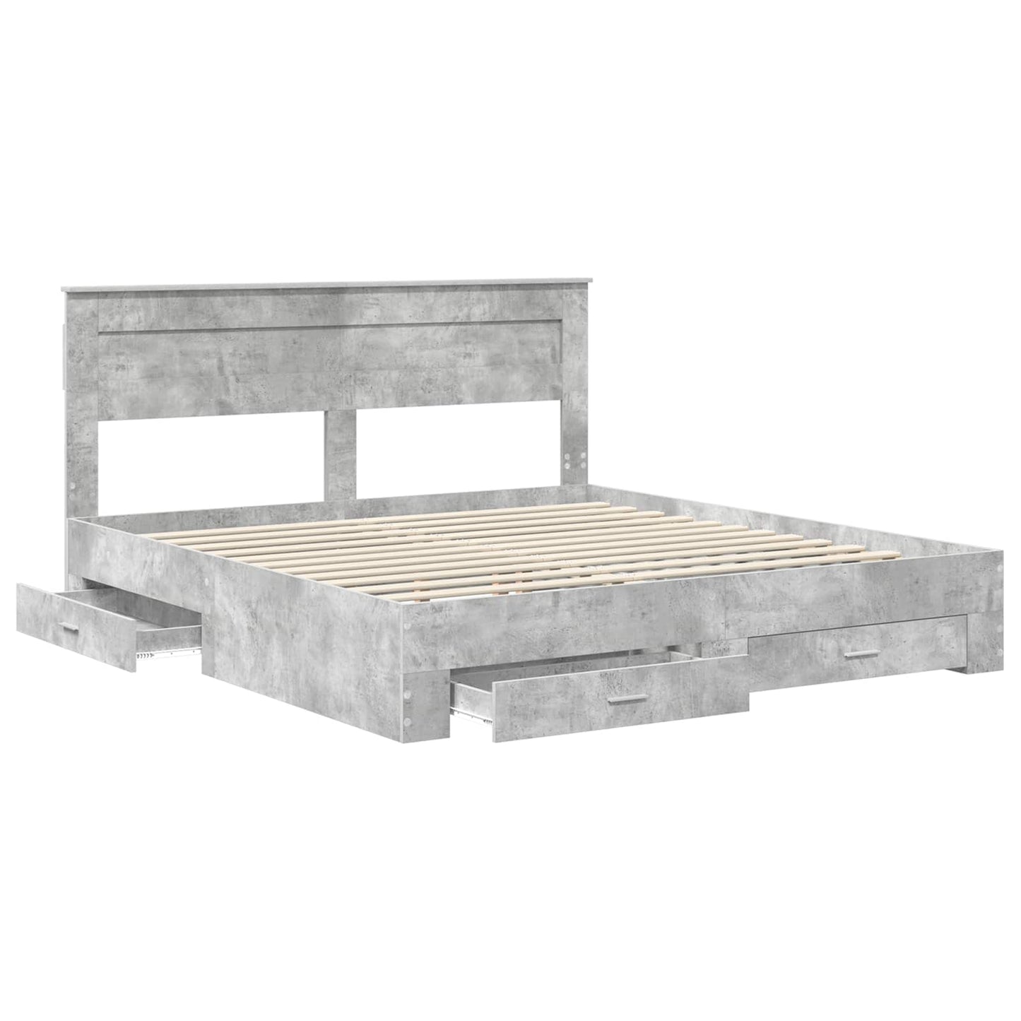 Struttura del letto con testiera Grigio cemento 200 x 200 cm | homemem39