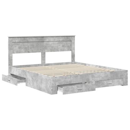Struttura del letto con testiera Grigio cemento 200 x 200 cm | homemem39