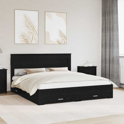 Struttura del letto Rovere Nero 180 x 200 cm Legno multistrato | homemem39