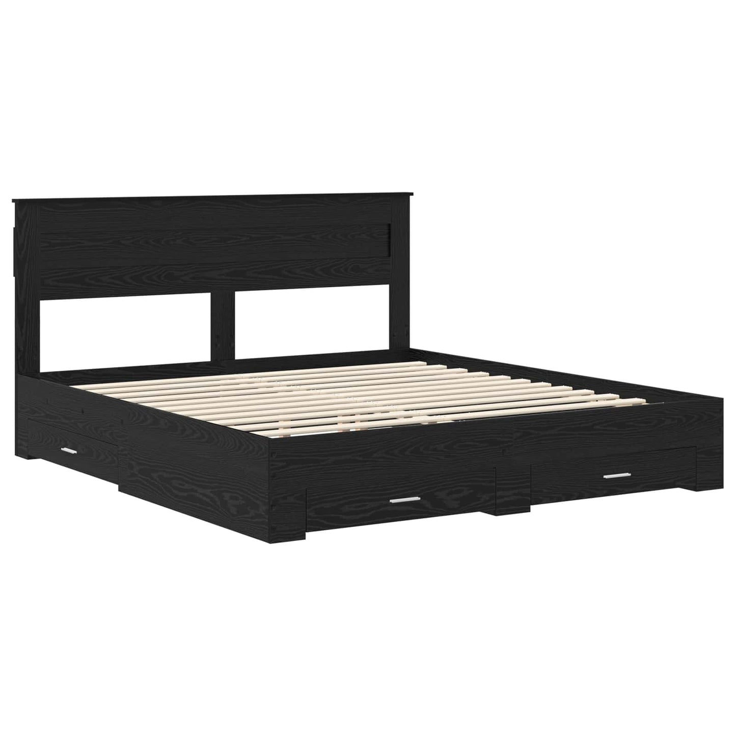 Struttura del letto Rovere Nero 180 x 200 cm Legno multistrato | homemem39