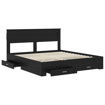 Struttura del letto Rovere Nero 180 x 200 cm Legno multistrato | homemem39