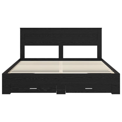 Struttura del letto Rovere Nero 180 x 200 cm Legno multistrato | homemem39