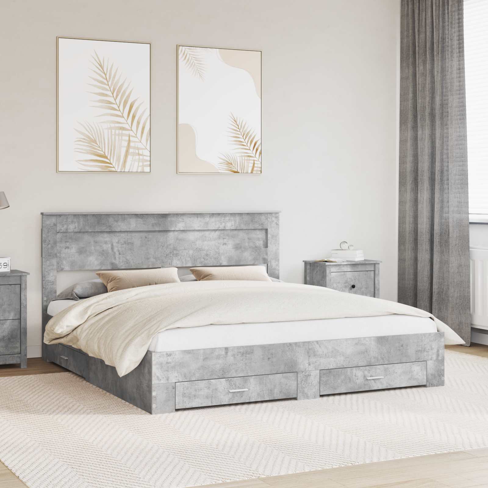 Struttura del letto con testiera Grigio cemento 180 x 200 cm | homemem39