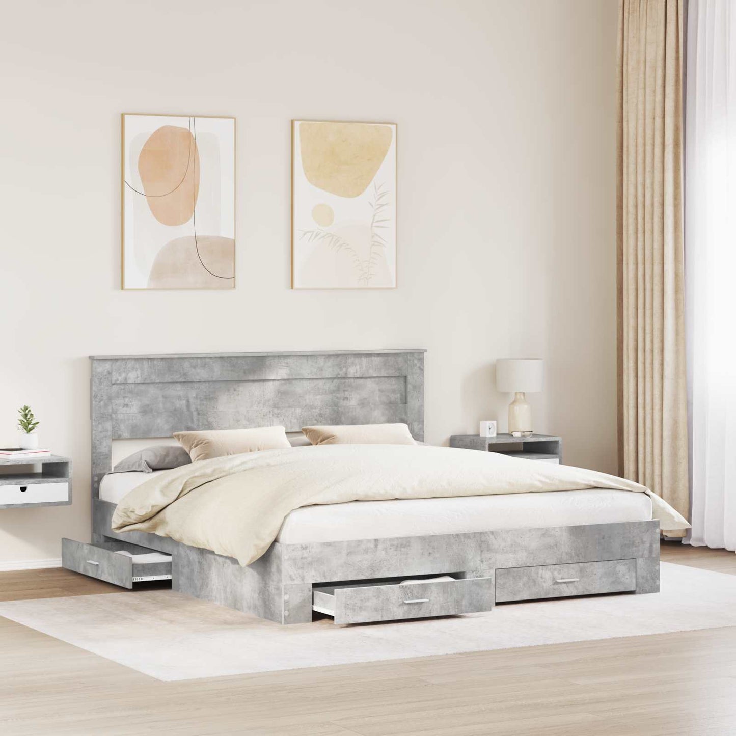 Struttura del letto con testiera Grigio cemento 180 x 200 cm | homemem39
