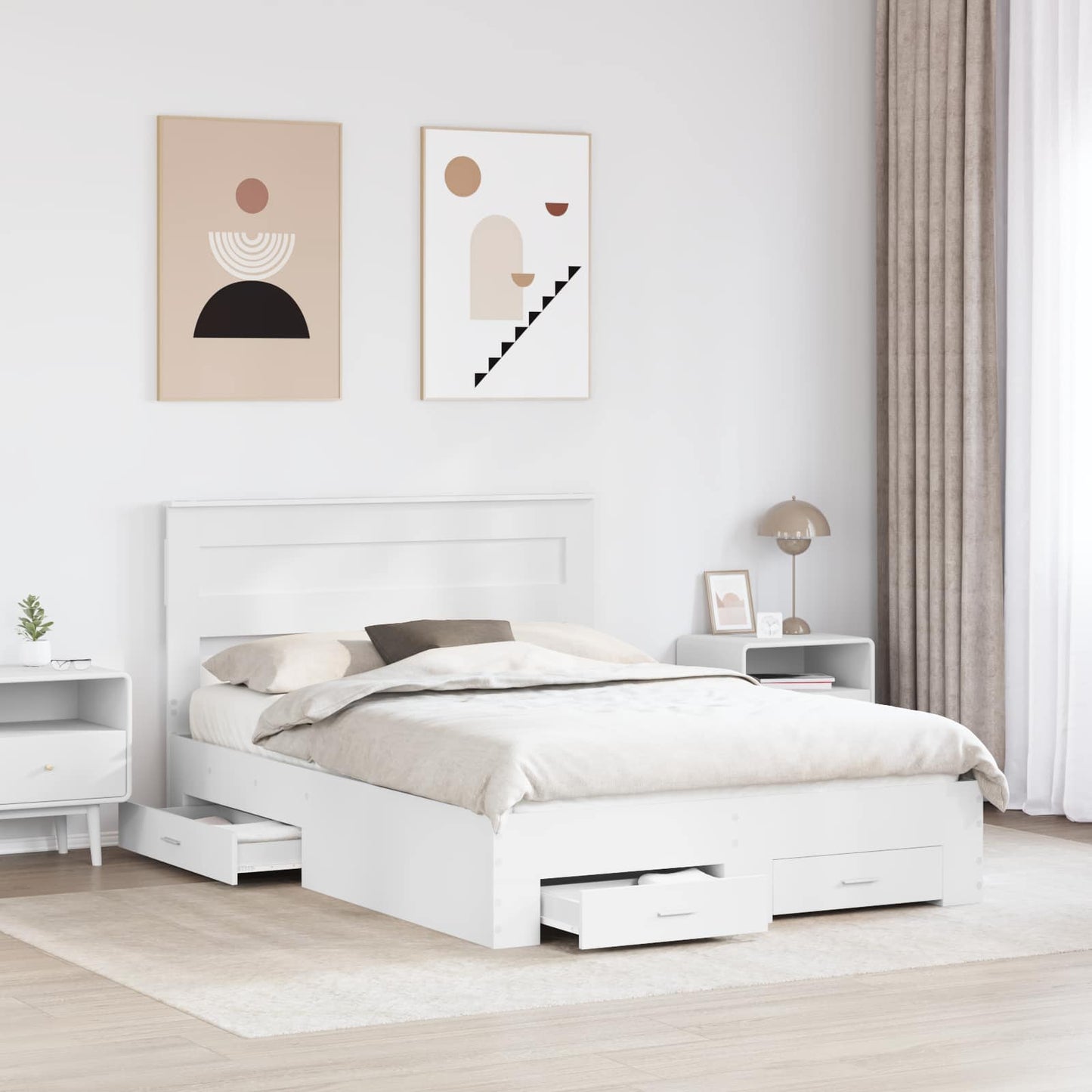 Struttura del letto Bianco 160 x 200 cm Legno multistrato | homemem39