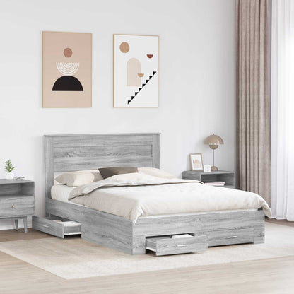 Struttura del letto con testiera Grigio Sonoma 150 x 200 cm | homemem39