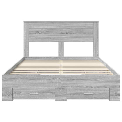 Struttura del letto con testiera Grigio Sonoma 150 x 200 cm | homemem39