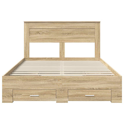Struttura del letto con testiera Rovere Sonoma 140 x 190 cm | homemem39