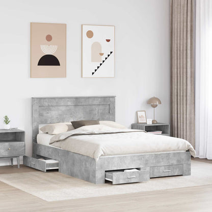 Struttura del letto con testiera Grigio cemento 140 x 200 cm | homemem39
