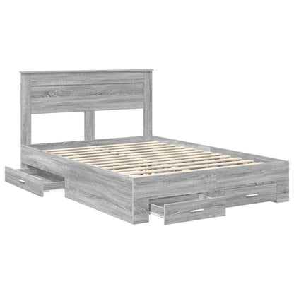 Struttura del letto con testiera Grigio Sonoma 140 x 200 cm | homemem39