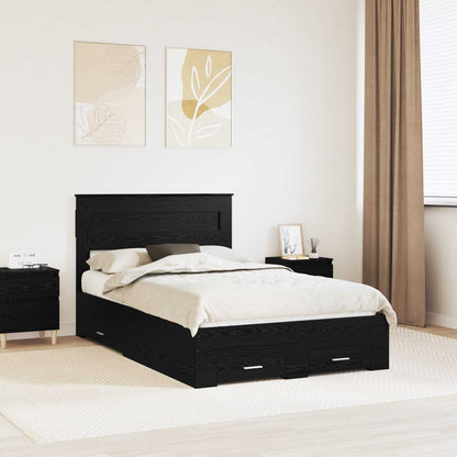 Struttura del letto Rovere Nero 135 x 190 cm Legno multistrato | homemem39