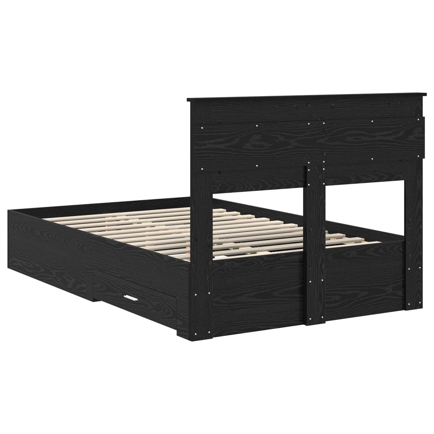 Struttura del letto Rovere Nero 135 x 190 cm Legno multistrato | homemem39