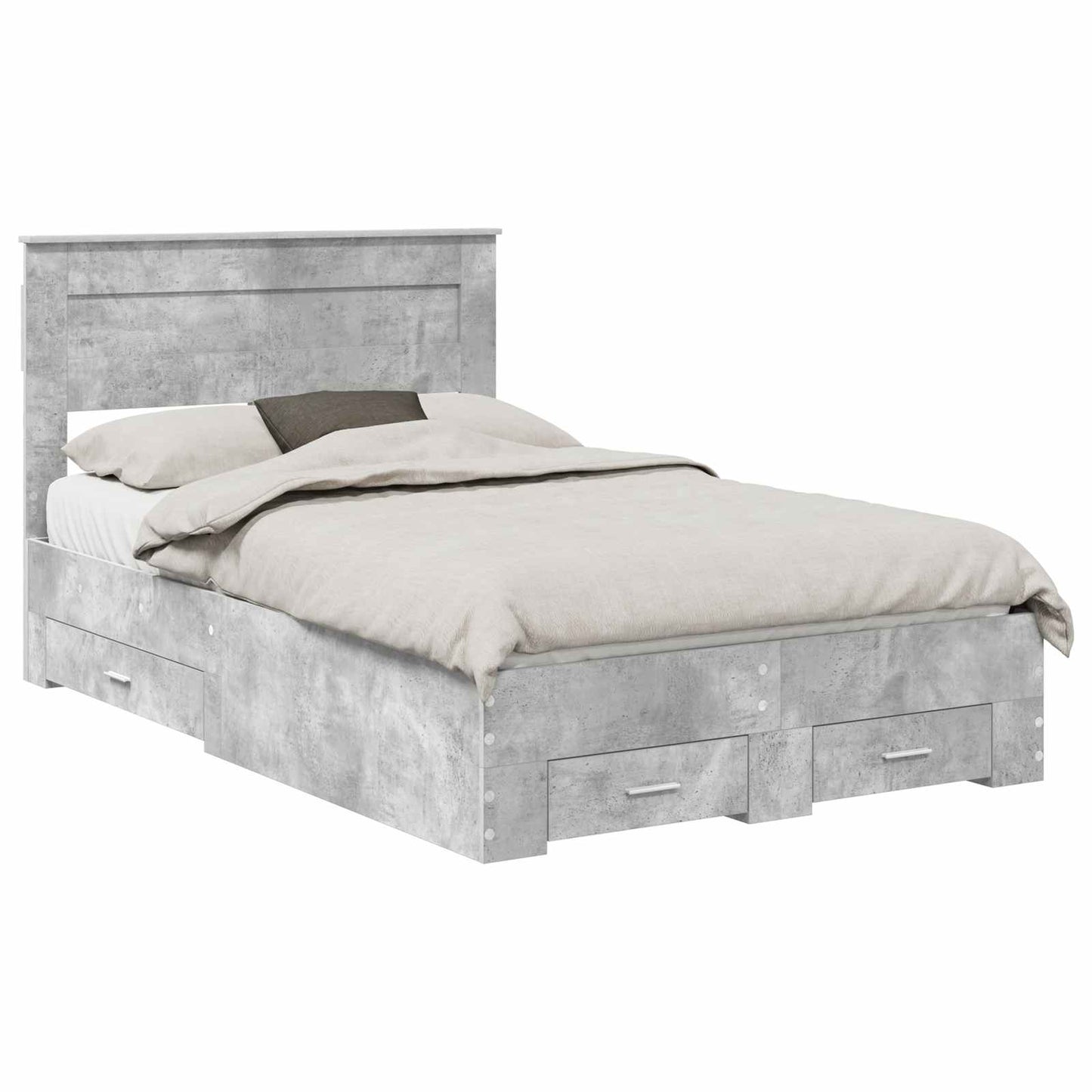 Struttura del letto con testiera Grigio cemento 135 x 190 cm | homemem39