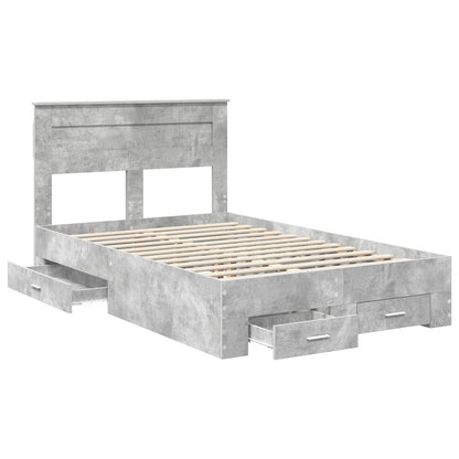 Struttura del letto con testiera Grigio cemento 135 x 190 cm | homemem39