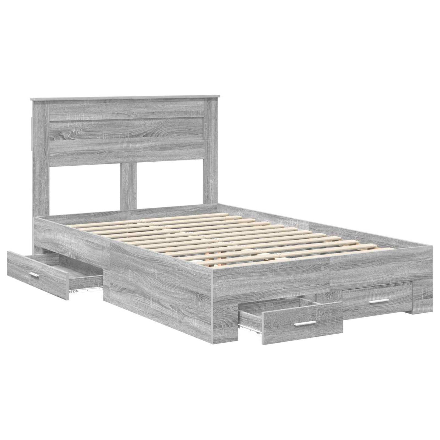 Struttura del letto con testiera Grigio Sonoma 135 x 190 cm | homemem39