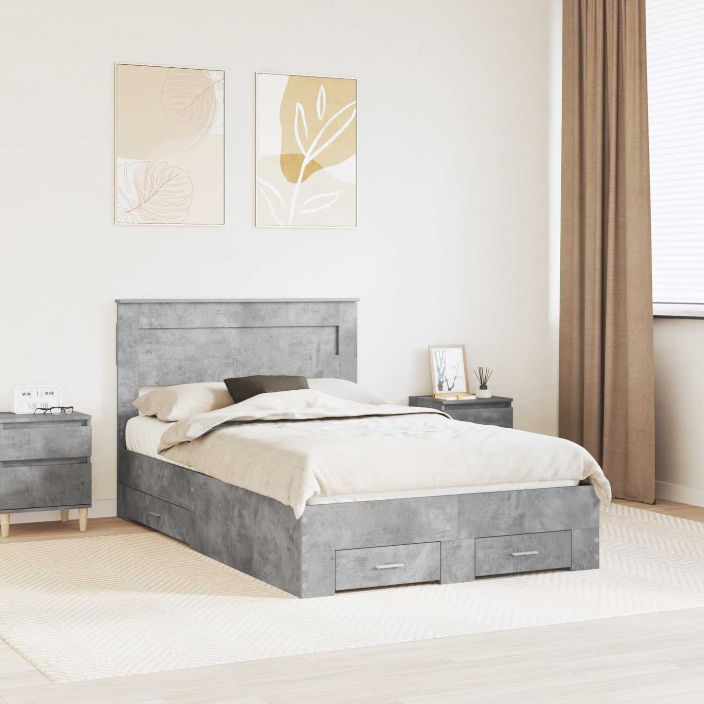 Struttura del letto con testiera Grigio cemento 120 x 190 cm | homemem39