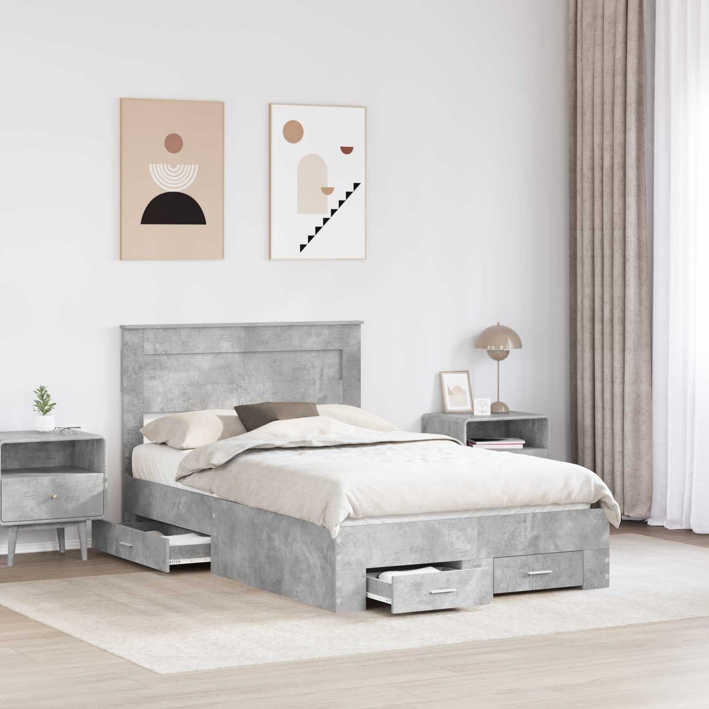 Struttura del letto con testiera Grigio cemento 120 x 190 cm | homemem39