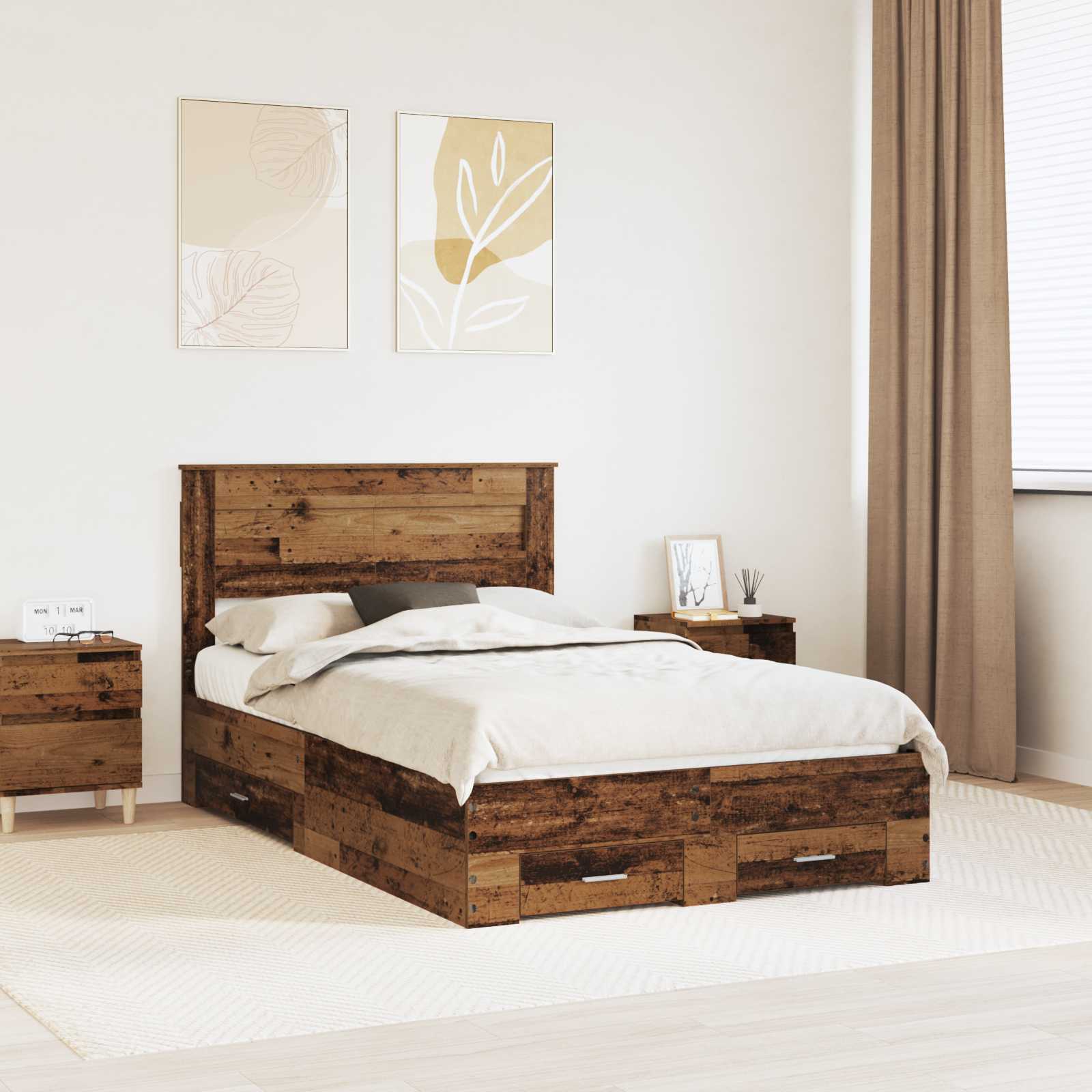 Struttura del letto con testiera Legno vecchio 120 x 190 cm | homemem39