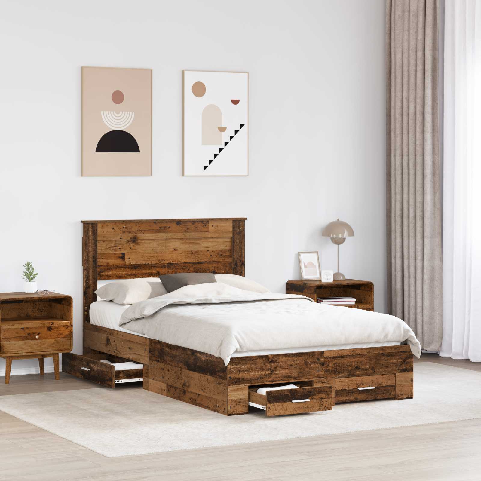 Struttura del letto con testiera Legno vecchio 120 x 190 cm | homemem39