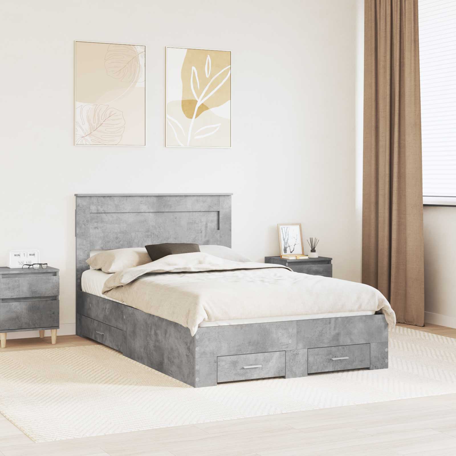 Struttura del letto con testiera Grigio cemento 120 x 200 cm | homemem39