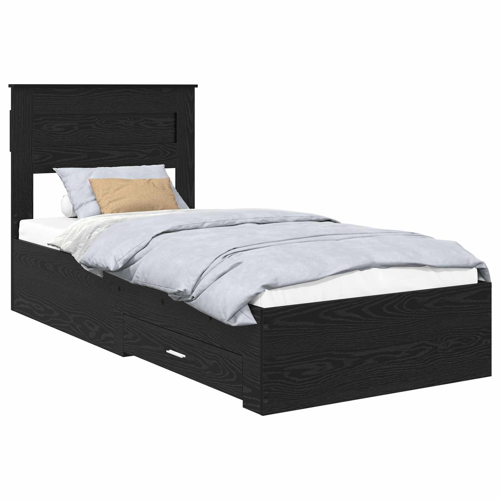 Struttura del letto Rovere Nero 100 x 200 cm Legno multistrato | homemem39