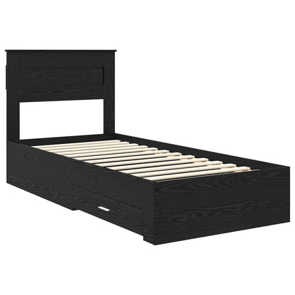 Struttura del letto Rovere Nero 100 x 200 cm Legno multistrato | homemem39